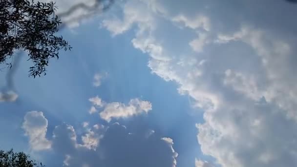 Hermosas Nubes Blancas Volando Sobre Cielo Azul Time Lapse — Vídeos de Stock