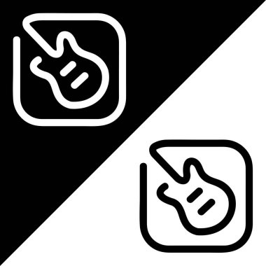 Müzik Uygulaması veya Müzik Yapımcısı uygulama vektör simgesi, ana hat biçimi, Siyah ve Beyaz Arkaplanda izole.