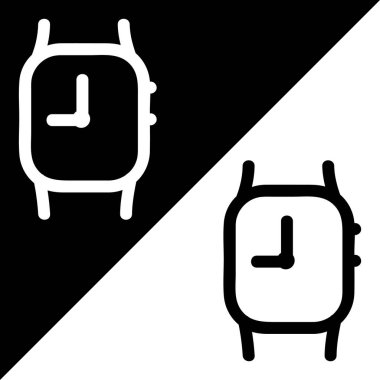 Smartwatch uygulama vektör simgesi, özet biçimi, Siyah ve Beyaz Arkaplanda izole edilmiş.