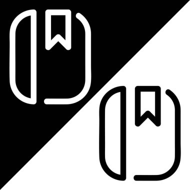 Kitap vektör simgesi, özet biçimi, Siyah ve Beyaz Arkaplanda izole edilmiş.