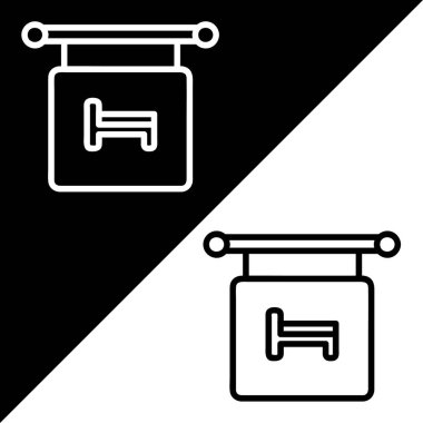 Otel İşaret Vektörü simgesi, özet biçimi, Siyah ve Beyaz Arkaplanda izole.