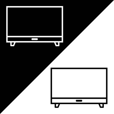 Televizyon Vektörü simgesi, özet biçimi, Siyah ve Beyaz Arkaplanda izole.