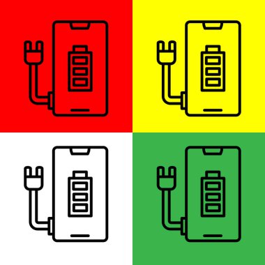 Kırmızı, Sarı, Yeşil ve Beyaz Arkaplanda izole edilmiş, konaklama ve otel simgeleri koleksiyonundan pil vektör simgesi yükleme biçimi, taslak biçimi.