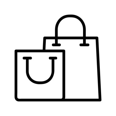 Alış veriş çantası vektör simgesi, taslak biçimi, konaklama ve otel simgeleri koleksiyonundan, Beyaz Arkaplanda izole edilmiş.