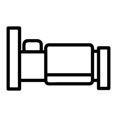 Yatak Vektörü simgesi, Taslak biçim, konaklama ve otel simgeleri koleksiyonundan, Beyaz Arkaplanda izole.