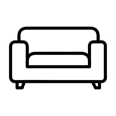 Kanepe Vektörü Simgesi, Ana hatlar biçimi, Beyaz Arkaplanda izole edilmiş konaklama ve otel simgeleri koleksiyonundan.