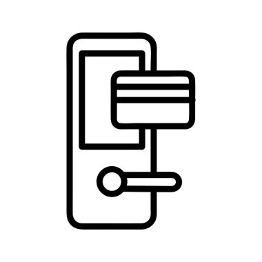 Beyaz Arkaplanda izole edilmiş, konaklama ve otel simgeleri koleksiyonundan anahtar kart vektör simgesi, özet biçimi.