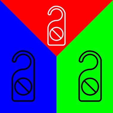 Kapı askısı simgesi, taslak biçimi, Kırmızı, Mavi ve Yeşil Arkaplanda izole.