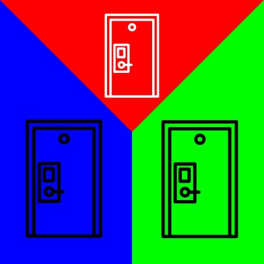 Kapı Vektörü simgesi, özet biçimi, Kırmızı, Mavi ve Yeşil Arkaplanda izole.