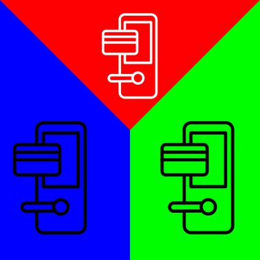 Anahtar Kart Vektör simgesi, özet biçimi, Kırmızı, Mavi ve Yeşil Arkaplanda izole edilmiş.