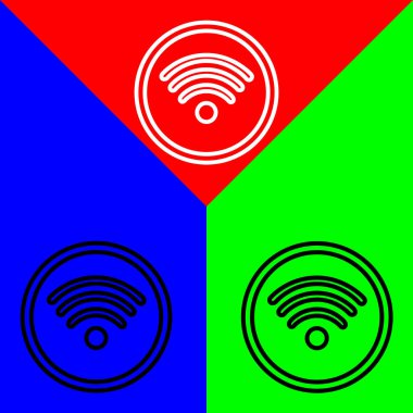 Wi-Fi Vektör Simgesi, özet biçimi, Kırmızı, Mavi ve Yeşil Arkaplanda izole.