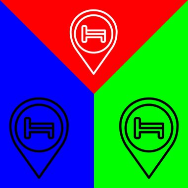 Pin Vektör Simgesi, özet biçimi, Kırmızı, Mavi ve Yeşil Arkaplanda izole.