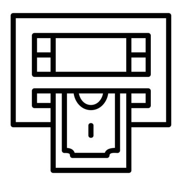 ATM Vektör Simgesi, Lineal biçimi, muhasebe simgeleri koleksiyonundan, beyaz arkaplanda izole.