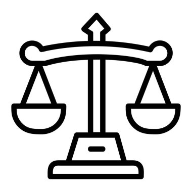 Adalet Boyutu Vektör Simgesi, Satır biçimi, muhasebe simgeleri koleksiyonundan, beyaz arkaplanda izole edilmiş.