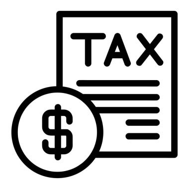 Vergi Vektörü Simgesi, Satır biçimi, muhasebe simgeleri koleksiyonundan, beyaz arkaplanda izole.