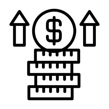 Gelir Vektörü Simgesi, Satır biçimi, muhasebe simgeleri koleksiyonundan, beyaz arkaplanda izole.