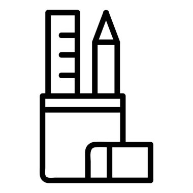 Kırtasiye Vektörü Simgesi, Satır biçimi, muhasebe simgeleri koleksiyonundan, beyaz arkaplanda izole edilmiş.