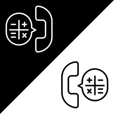 Telefon Vektörü Simgesi, Satır biçimi, Siyah ve Beyaz Arkaplanda izole.