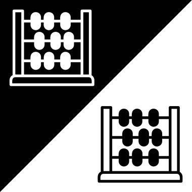 Abaküs Vektör Simgesi, Çizgi biçimi, Siyah ve Beyaz Arkaplanda izole.