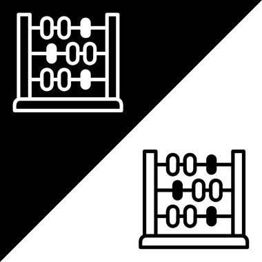 Abaküs Vektör Simgesi, Çizgi biçimi, Siyah ve Beyaz Arkaplanda izole.