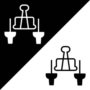 Kağıt Kıskacı Vektör Simgesi, Çizgi Biçimi, Siyah ve Beyaz Arkaplanda izole.