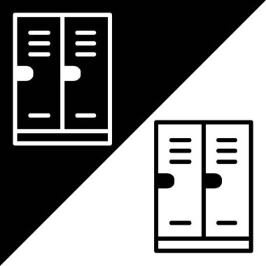 Dolaplar Vektör Simgesi, Çizgi Biçimi, Siyah ve Beyaz Arkaplanda izole.