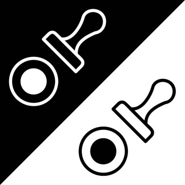 Damga Vektörü Simgesi, Çizgi Biçimi, Siyah ve Beyaz Arkaplanda izole.