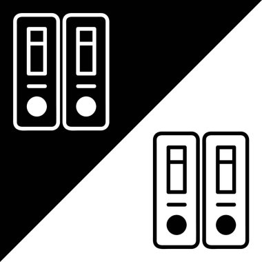 Arşiv Vektörü Simgesi, Çizgi biçimi, Siyah ve Beyaz Arkaplanda izole.