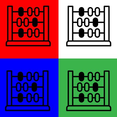 Abaküs Vektör Simgesi, Lineal biçimi, muhasebe simgeleri koleksiyonundan, beyaz, yeşil, mavi ve kırmızı arkaplanda izole edilmiş.