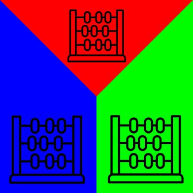 Abaküs Vektör Simgesi, Satır biçimi, muhasebe simgeleri koleksiyonundan, Yeşil, Mavi ve Kırmızı Arkaplanda izole.