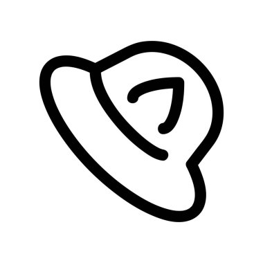 Beyaz Arkaplanda izole edilmiş, Macera simgeleri koleksiyonundan Şapka Vektörü Simgesi, Taslak biçim simgesi.