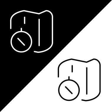 Harita Vektörü Simgesi, Özet biçim simgesi, Macera simgeleri koleksiyonundan, Siyah ve beyaz arkaplanda izole edilmiş.