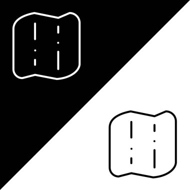 Harita Vektörü Simgesi, Özet biçim simgesi, Macera simgeleri koleksiyonundan, Siyah ve beyaz arkaplanda izole edilmiş.