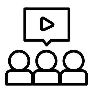 Reklam simgeleri koleksiyonundan, beyaz arkaplanda izole edilmiş bir film veya reklam vektörü simgesi, özet biçimi simgesi izleyen insanlar.