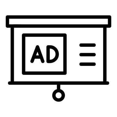 Reklam simgeleri koleksiyonundan Projektör Vektör Simgesi, Taslak biçim simgesi, beyaz arkaplanda izole edilmiş.