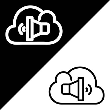 Siyah ve beyaz arkaplanda izole edilmiş reklam simgeleri koleksiyonundan bulut hesaplama vektörü simgesi, ana biçim simgesi.