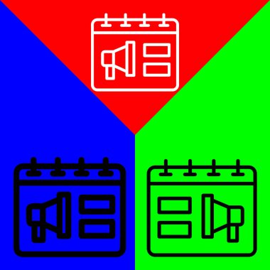 Kırmızı Mavi ve Yeşil Arkaplanda izole edilmiş reklam simgeleri koleksiyonundan Takvim Vektörü Simgesi, Taslak biçim simgesi.