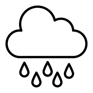 Yağmur Vektörü Simgesi, Tarım simgeleri koleksiyonundan doğrusal biçim simgesi, beyaz arkaplanda izole.