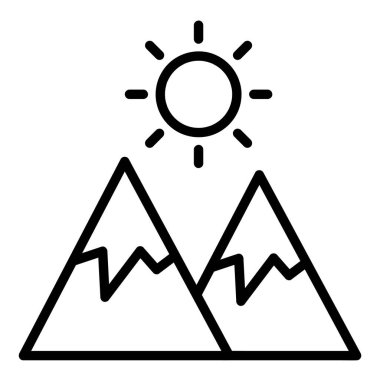 Dağ Vektörü Simgesi, Tarım simgeleri koleksiyonundan lineal biçim simgesi, beyaz arkaplanda izole.