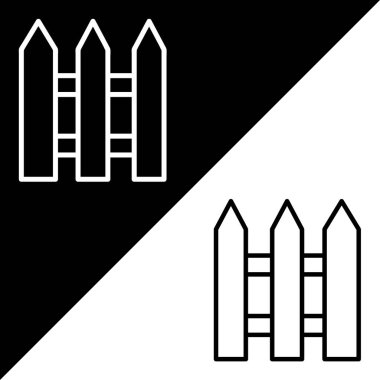 Tarım simgeleri koleksiyonundan Çit Vektörü Simgesi, Doğrusal biçim simgesi, Siyah ve Beyaz Arkaplanda izole.