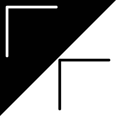 Sembol, Sol köşedeki simge Vektör Simgesi, Satır biçimi simgesi, Arrows Chevons and Directions simgeleri koleksiyonundan, Siyah ve beyaz arkaplanda izole edilmiş.