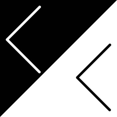 Arkaya veya sola ok vektörü simgesi, Satır biçimi simgesi, Arrows Chevons and Directions simgeleri koleksiyonundan, Siyah ve beyaz arkaplanda izole edilmiş.