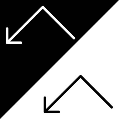 Arrows Chevons ve Directions simgeleri koleksiyonundan, Siyah ve Beyaz Arkaplan üzerinde izole edilmiş, sol aşağı ok vektörü simgesi, Doğrusal biçim simgesi.