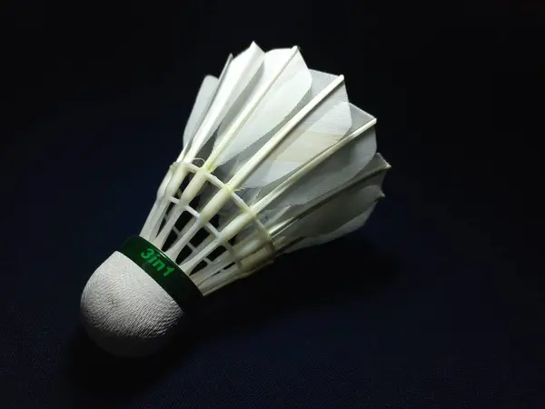 Badminton mekik horozu profesyoneli izole edilmiş siyah arka planda