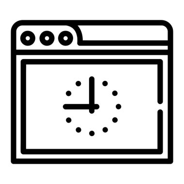 İlerleme simgeleri koleksiyonundan Saat Vektörü Simgesi, Çizgi Biçimi simgesi, beyaz arkaplanda izole edilmiş.