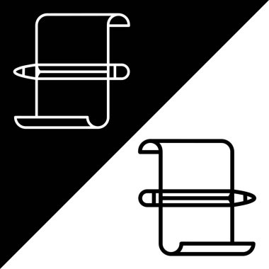 Kağıt ve Kalem Vektörü Simgesi, Çizgi Biçimi simgesi, İşlem simgeleri koleksiyonundan, Siyah ve beyaz Arkaplanda izole edilmiş.