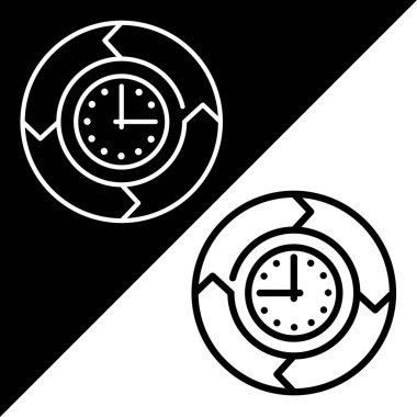 Zaman Yönetimi Vektörü Simgesi, İşlem simgeleri koleksiyonundan doğrusal biçim simgesi, Siyah ve beyaz arkaplanda izole edilmiş.