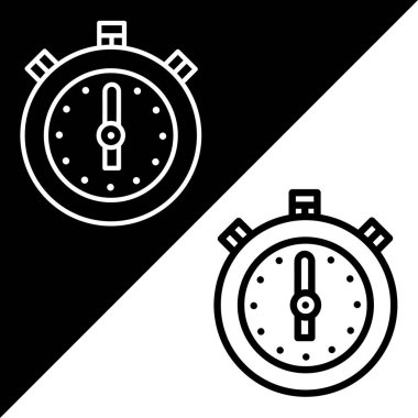 Stopwatch Vektör Simgesi, Çizgi Biçimi simgesi, İşlem simgeleri koleksiyonundan, Siyah ve beyaz arkaplanda izole edilmiş.