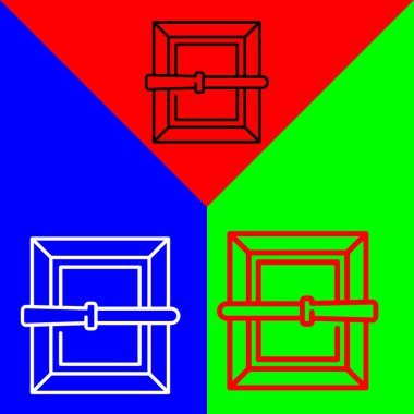 Çerçeve Vektörü Simgesi, Çizgi Biçimi simgesi, İşlem simgeleri koleksiyonundan, Kırmızı, Mavi ve Yeşil Arkaplanda izole edilmiş.