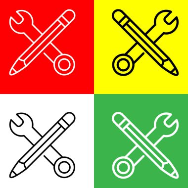 Kalem, Kalem Anahtarı Vektör Simgesi, Çizgi Biçimi simgesi, İşlem simgeleri koleksiyonundan, Kırmızı, Sarı, Beyaz ve Yeşil Arkaplanda izole edilmiş.